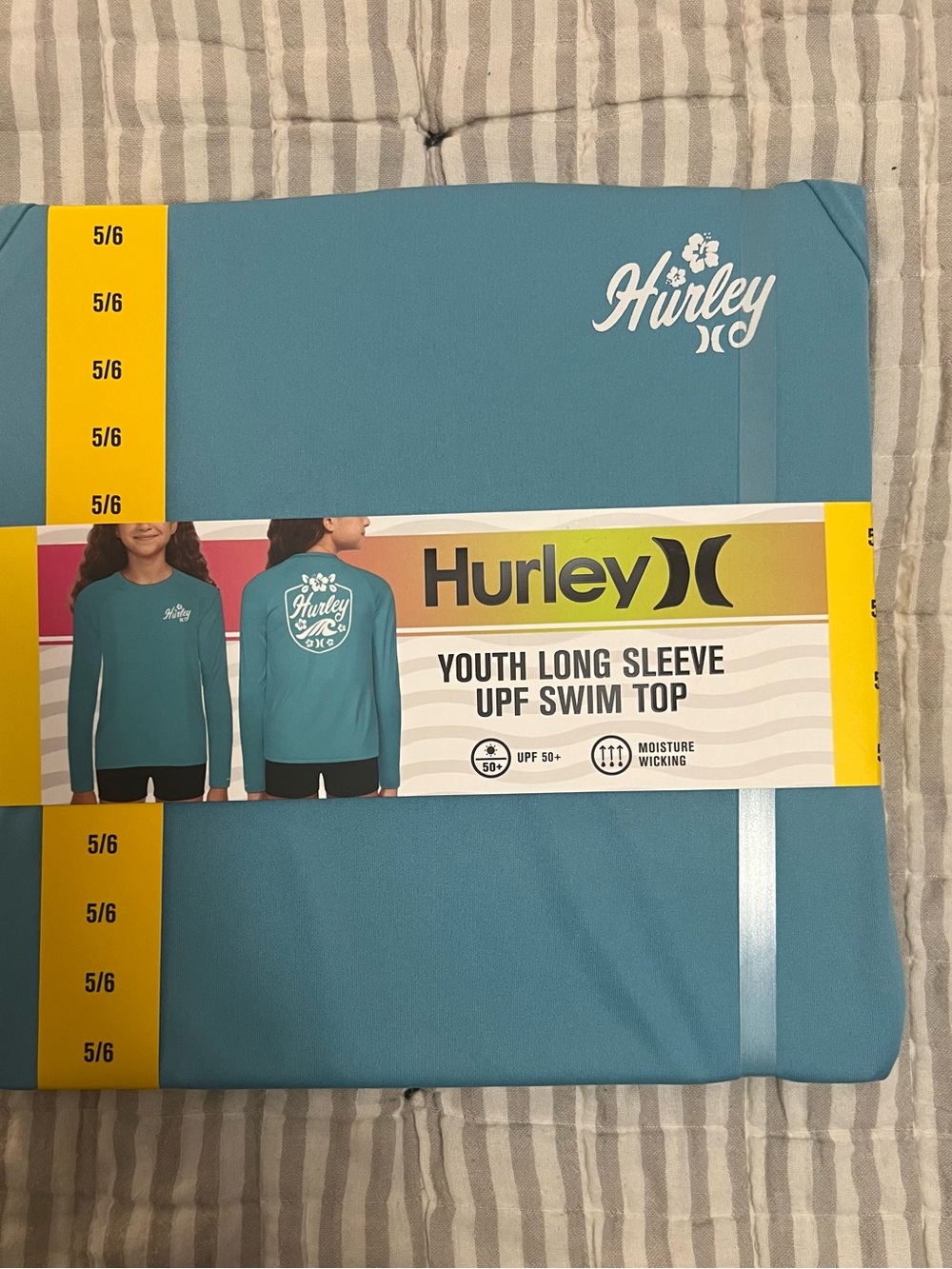 Hurley Youth Long Sleeve Swim Top - Teal Blue